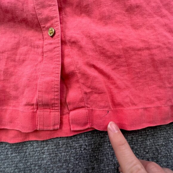 Lauren Ralph Lauren Button Up Shirt Womens Large Linen Long Sleeve Salmon - Picture 8 of 13